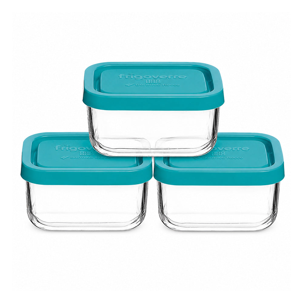 Bormioli Rocco Frigoverre 10cm Square Glass Storage Containers, Set of 3