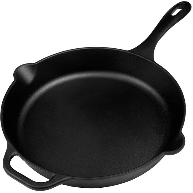 Victoria Seasoned Cast Iron Skillet With Helper Handle