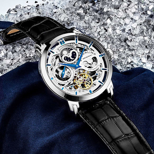 Stuhrling Original Anatol Automatic Dual Time Men's Skeleton Wrist Watch
