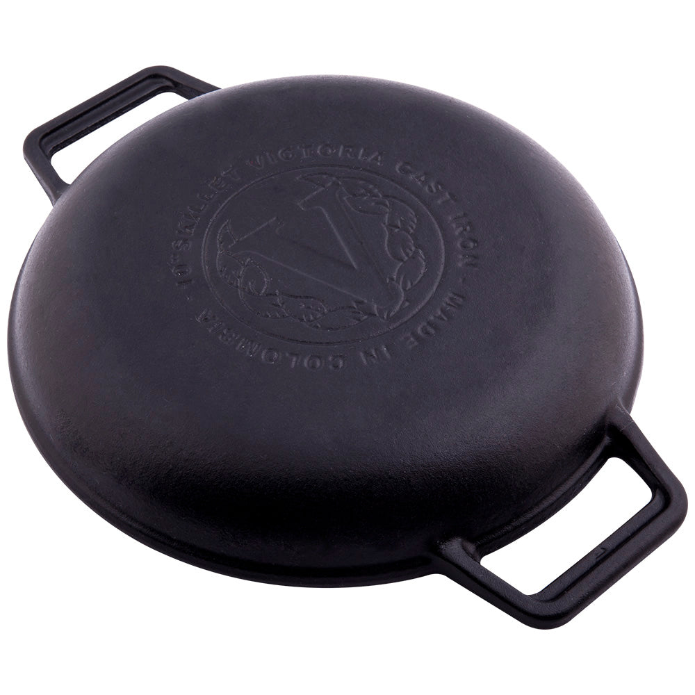 Victoria Enamelled Round Grill Cast Iron Skillet, 26cm