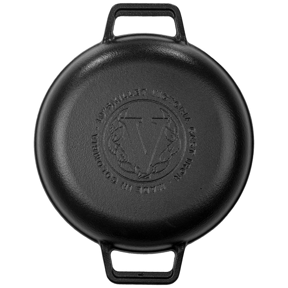 Victoria Seasoned Round Grill Cast Iron Skillet, 26cm