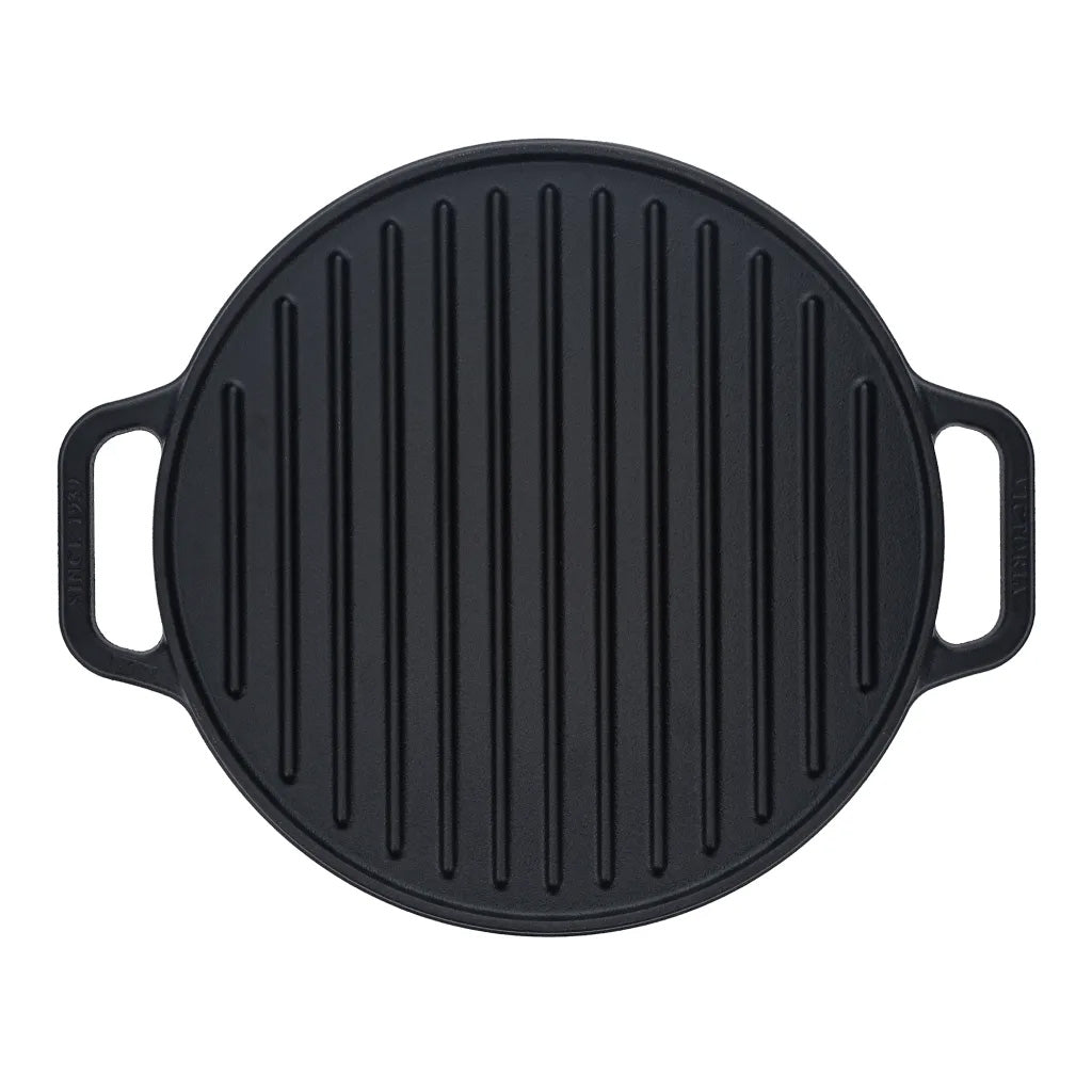 Victoria Enamelled Round Reversible Cast Iron Griddle, 32cm
