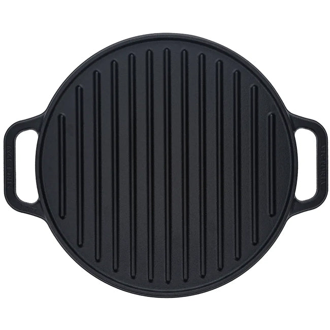 Victoria Seasoned Round Reversible Cast Iron Griddle, 32cm
