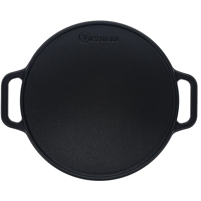 Victoria Seasoned Round Reversible Cast Iron Griddle, 32cm