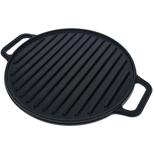 Victoria Seasoned Round Reversible Cast Iron Griddle, 32cm