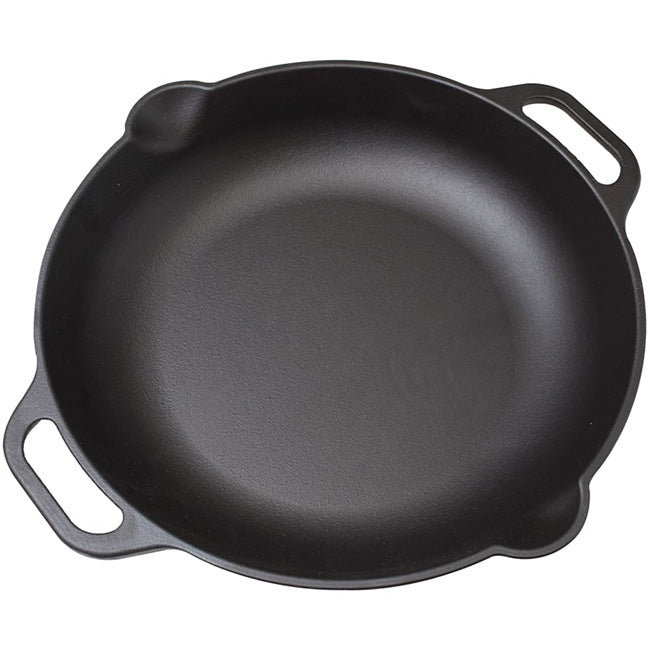 Victoria Seasoned Cast Iron Skillet With Helper Handles, 33cm