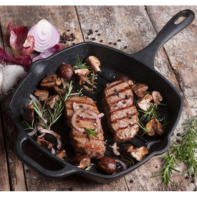 Victoria Enamelled Cast Iron Grill Pan With Helper Handle, 26cm