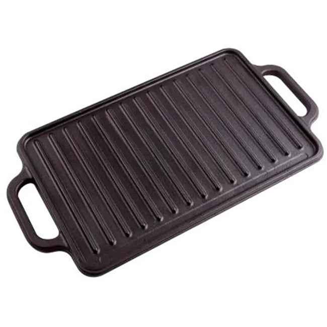 Victoria Enamelled Cast Iron Rectangular Reversible Griddle, 32cm
