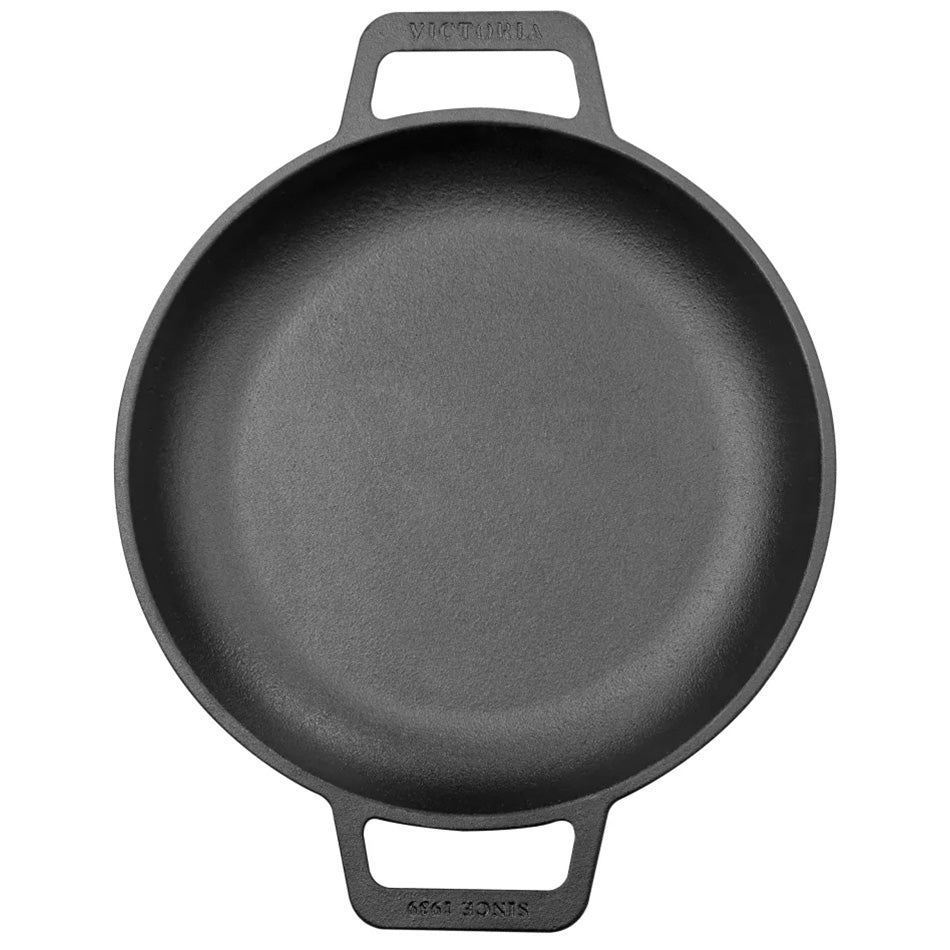 Victoria Seasoned Cast Iron Skillet With Helper Handles, 26cm
