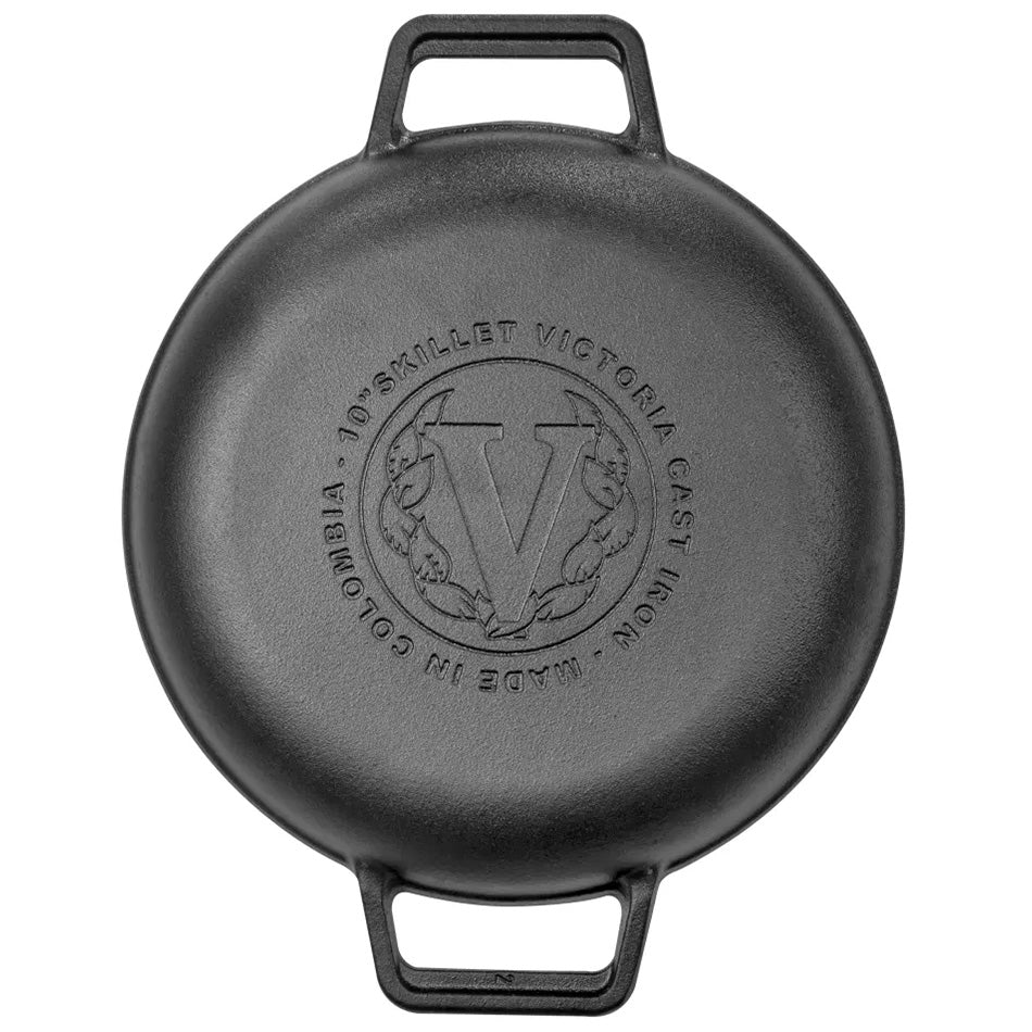 Victoria Seasoned Cast Iron Skillet With Helper Handles, 26cm