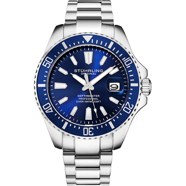 Stuhrling Original Depthmaster Blue 100m Men's Automatic Wrist Watch