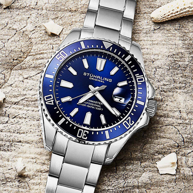 Stuhrling Original Depthmaster Blue 100m Men's Automatic Wrist Watch
