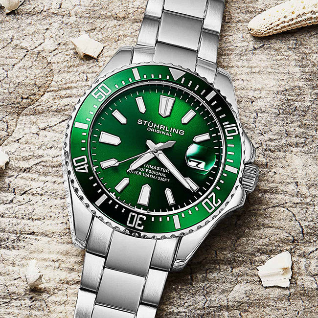 Stuhrling Original Depthmaster Green 100m Men's Automatic Wrist Watch