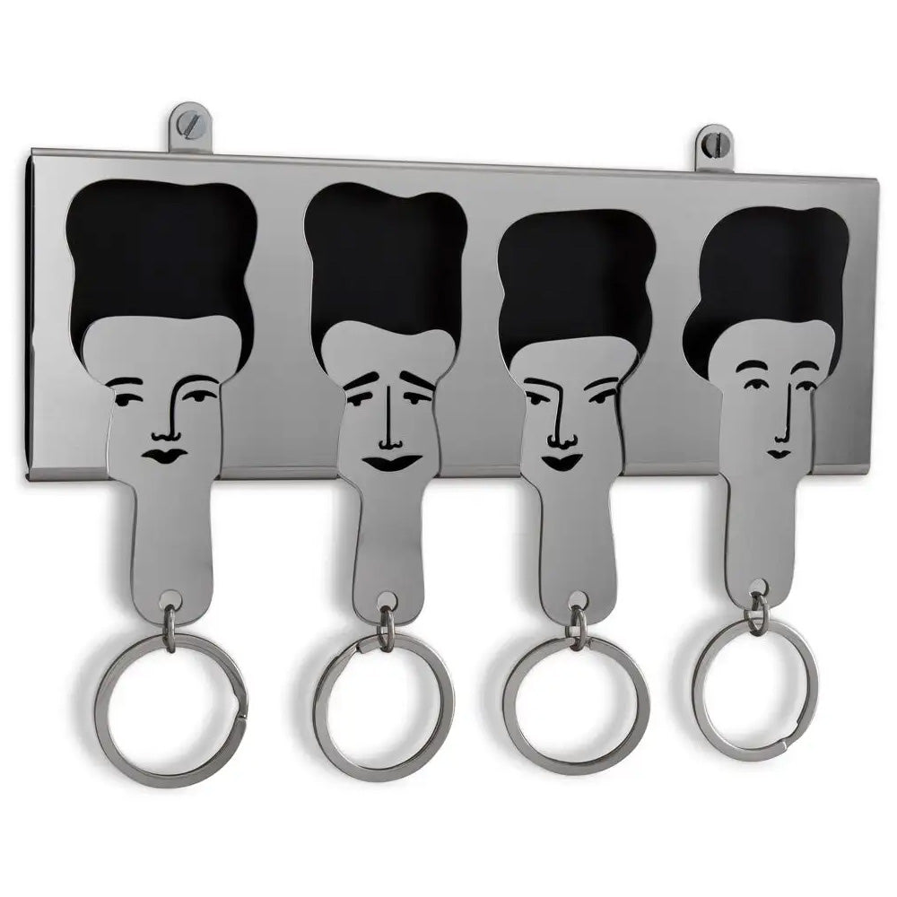 Carrol Boyes Set Of 4 Keyrings On Wall Mount, All Keyed Up