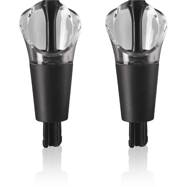 Vacu Vin Black Wine Server And Stoppers, Set of 2