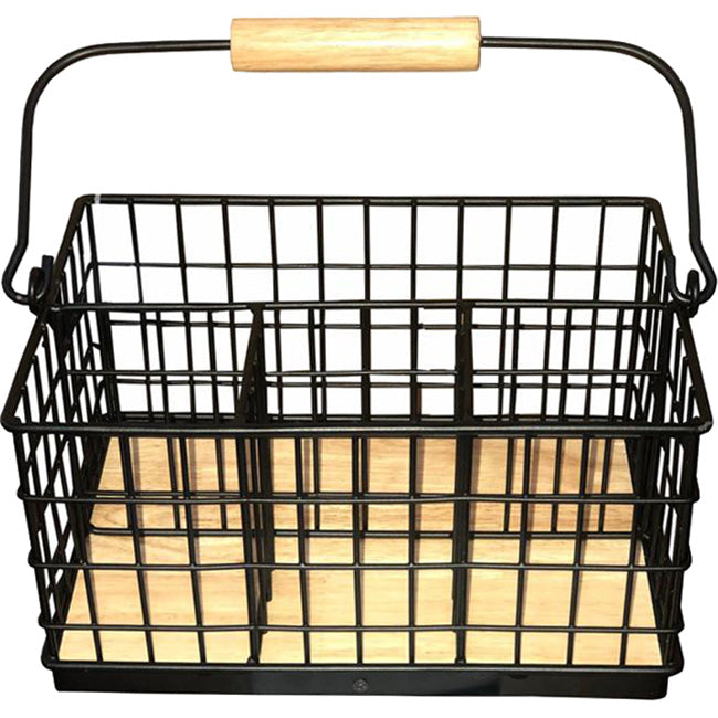 Regent Black & Wood Cutlery Caddy