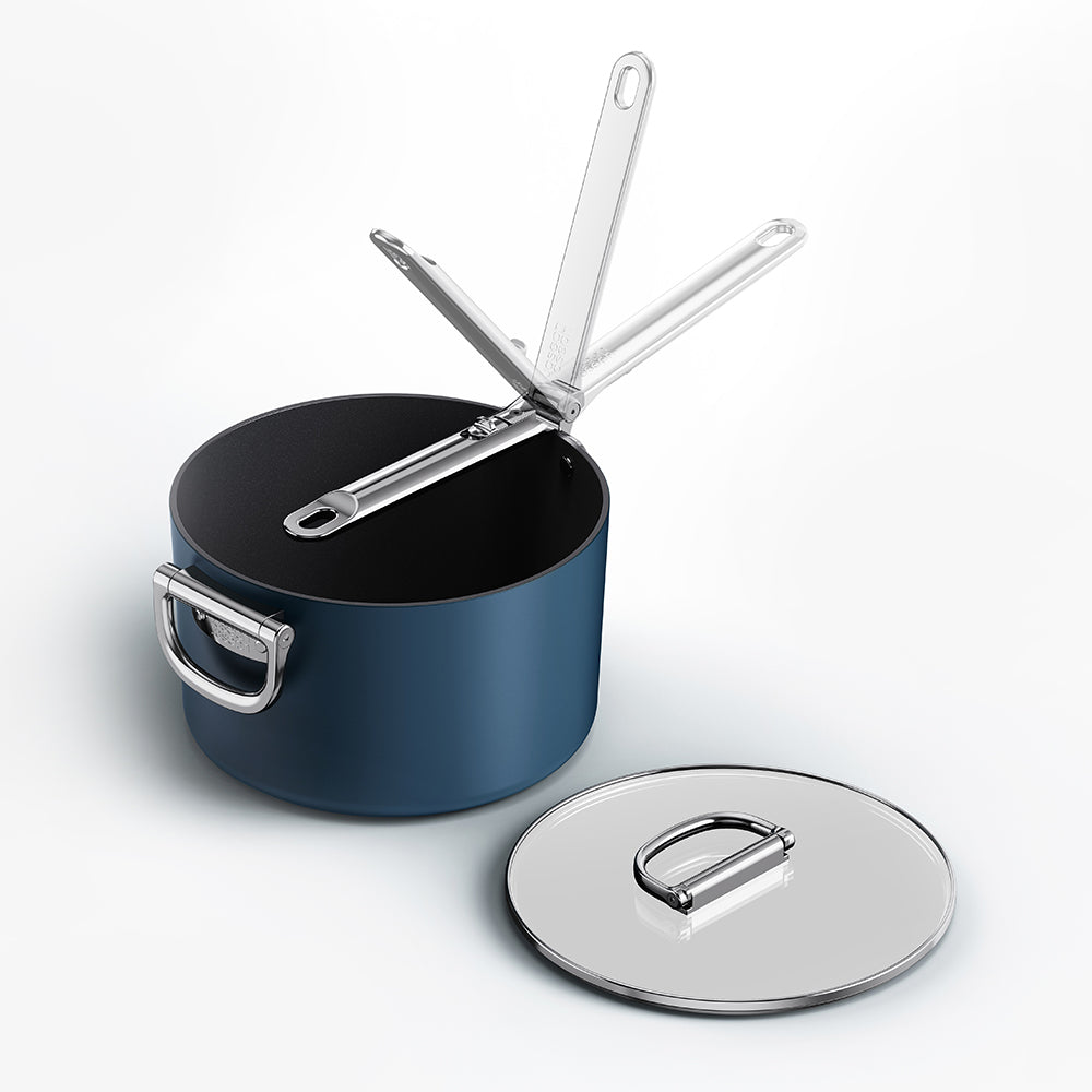 Joseph Joseph Ceramic Non-Stick 23cm Saucepan with Folding Handles