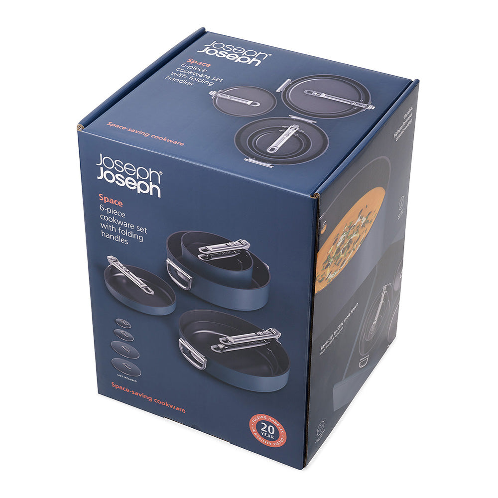 Joseph Joseph Ceramic Non-Stick 6pc Cookware Set with Folding Handles