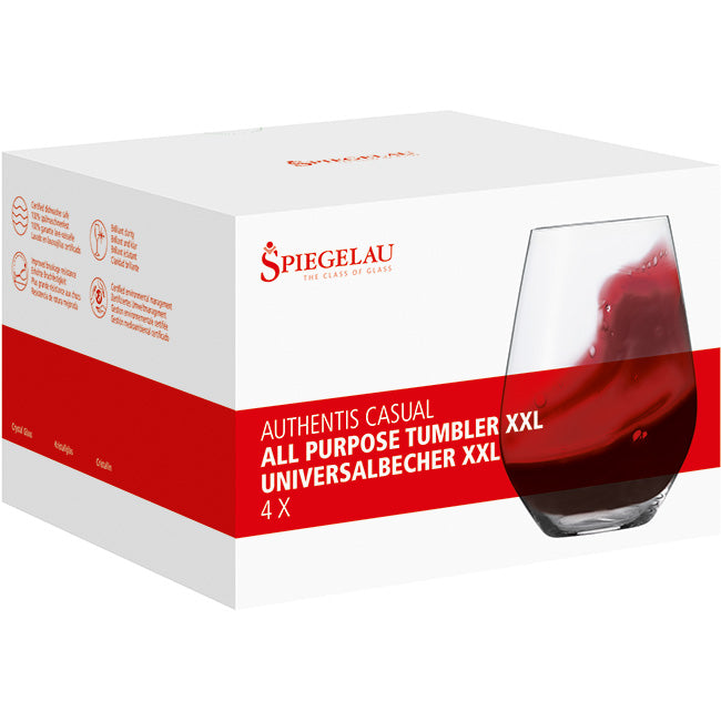 Spiegelau Authentis Casual Stemless Bordeaux Wine Glasses, Set of 4