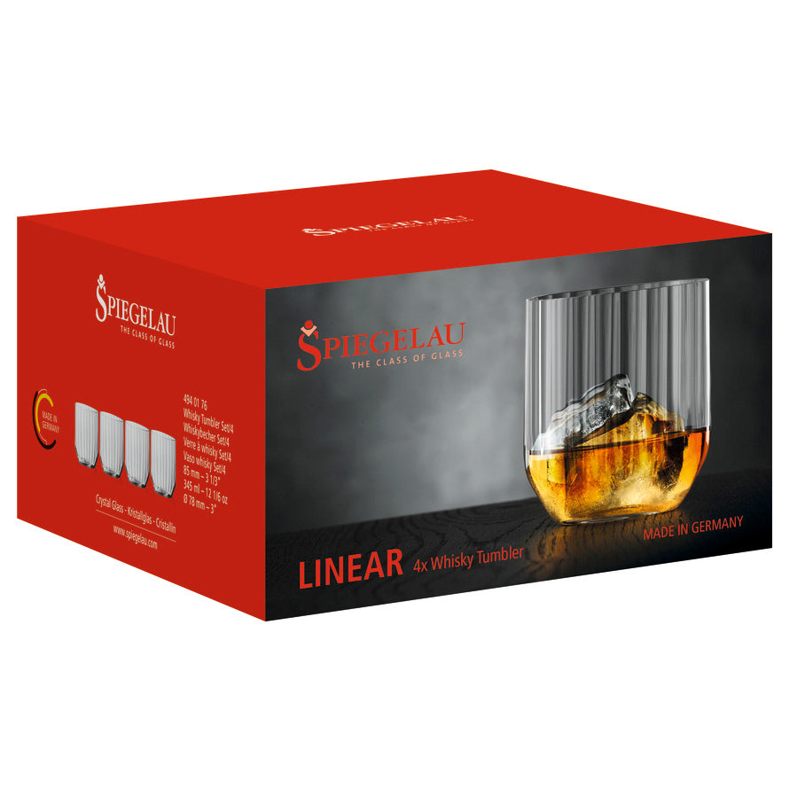 Spiegelau Linear Crystal Whiskey Tumblers, Set of 4