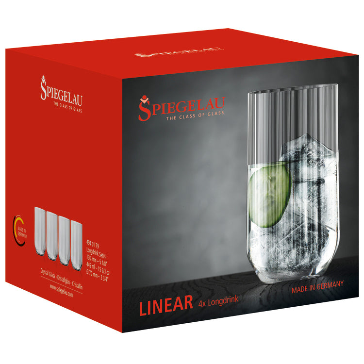 Spiegelau Linear Crystal Long Drink Glasses, Set of 4