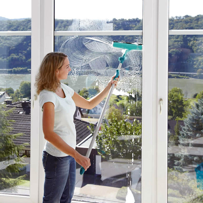 Leifheit Click System 3-In-1 Window Cleaner With Telescopic Handle