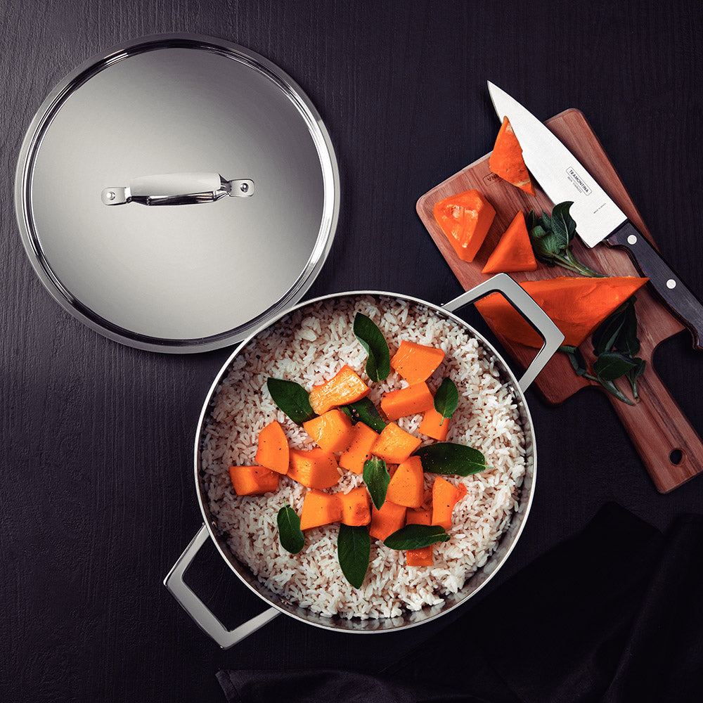 Tramontina Grano Stainless Steel Deep Casserole Pot with Lid