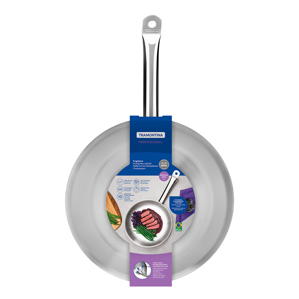 Tramontina Professional Stainless Steel Frying Pan, 30cm