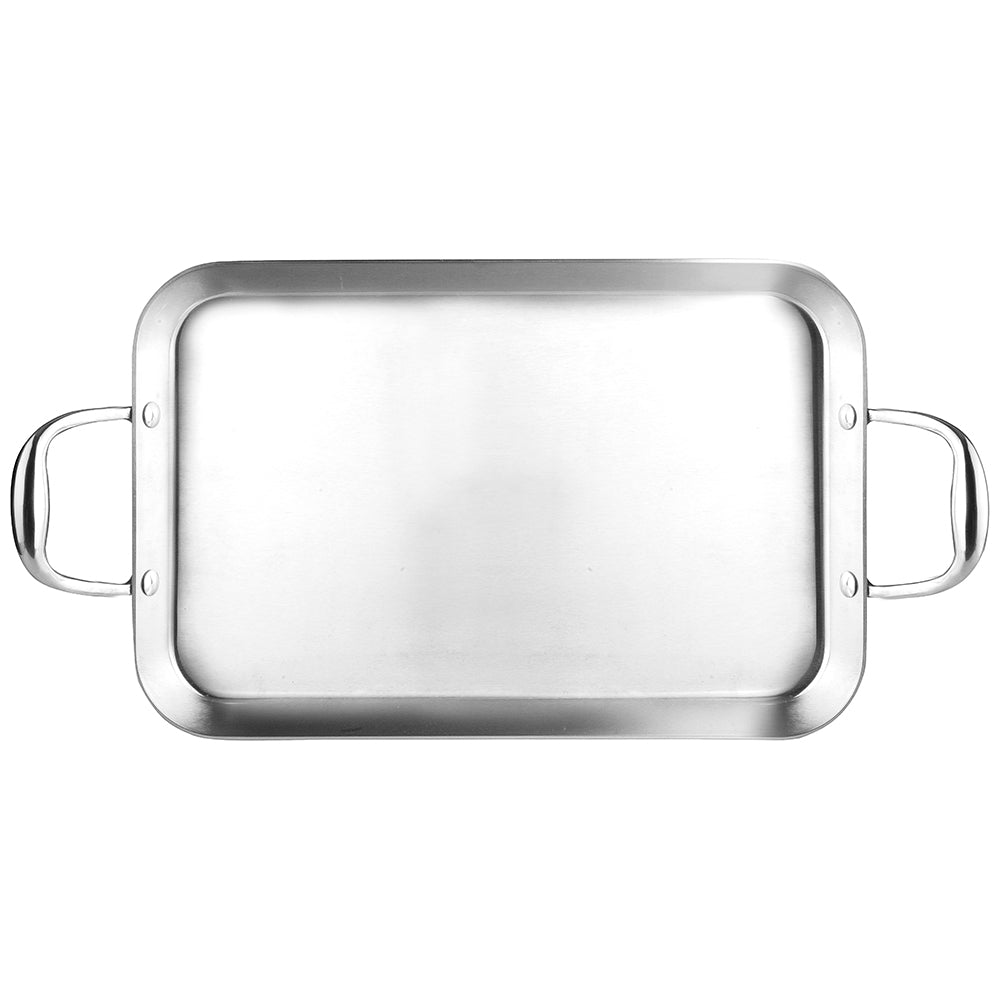 Ibili Triply Natural Flat Grill Pan, 38cm