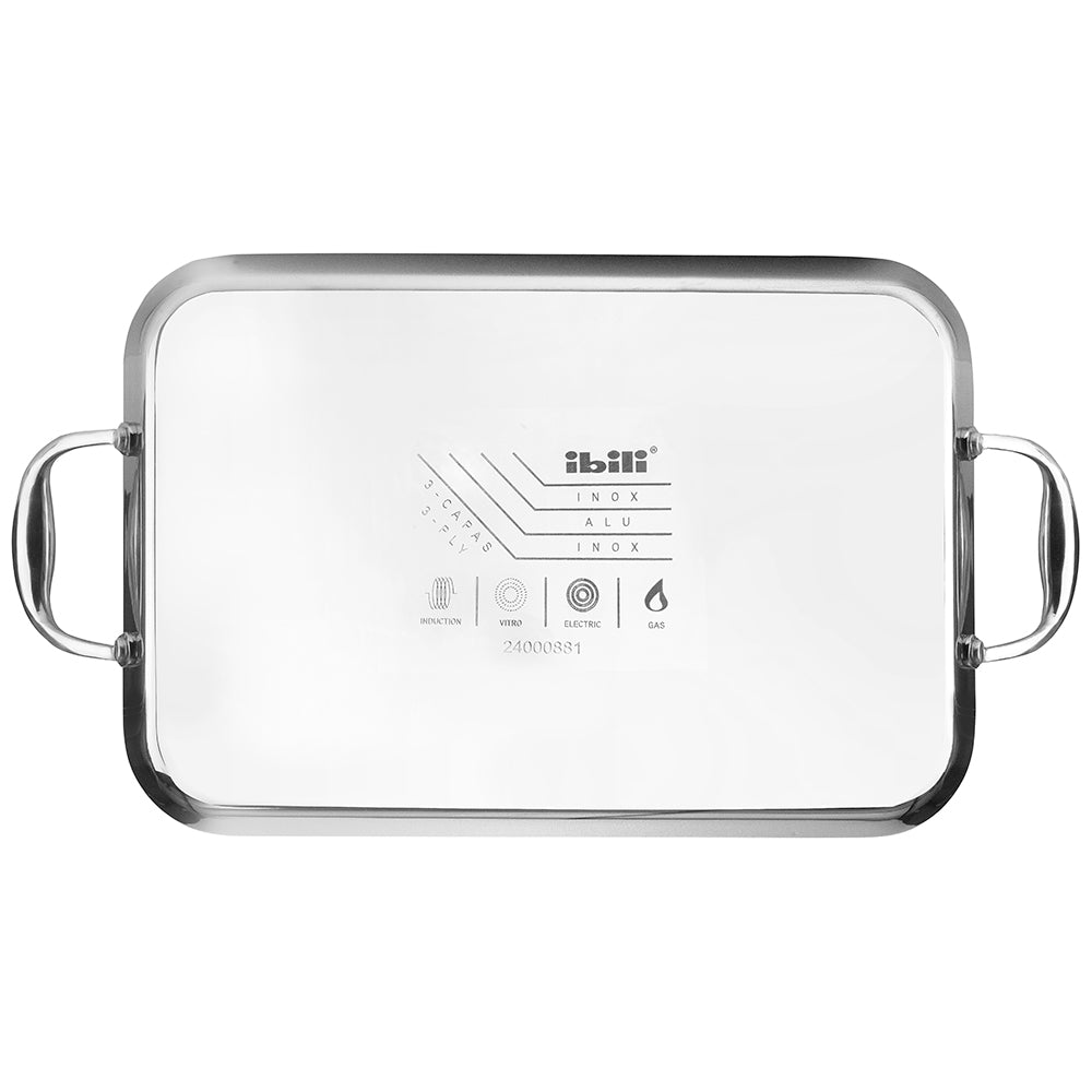Ibili Triply Natural Flat Grill Pan, 38cm