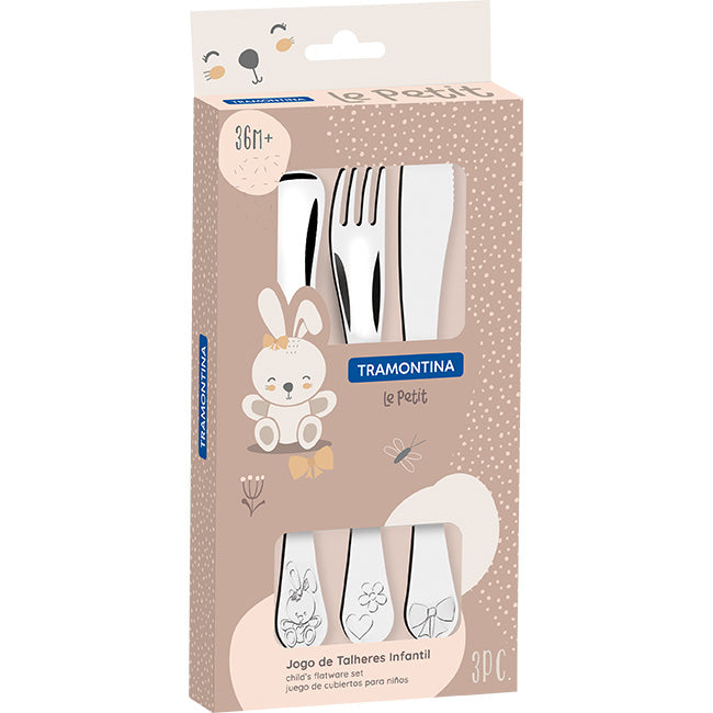 Tramontina Le Petit Children's Cutlery Set For Girls, 3pc