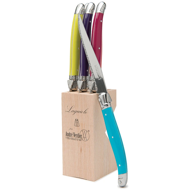 Laguiole by Andre Verdier Steak Knife Set With Wooden Stand, 6pc