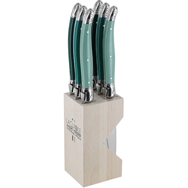 Laguiole by Andre Verdier Steak Knife Set With Wooden Stand, 6pc