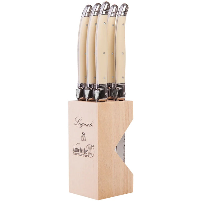 Laguiole by Andre Verdier Steak Knife Set With Wooden Stand, 6pc