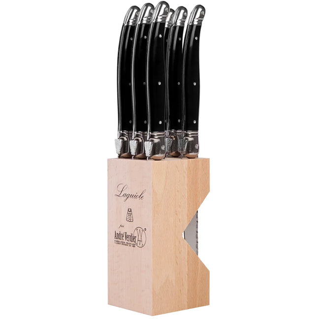 Laguiole by Andre Verdier Steak Knife Set With Wooden Stand, 6pc