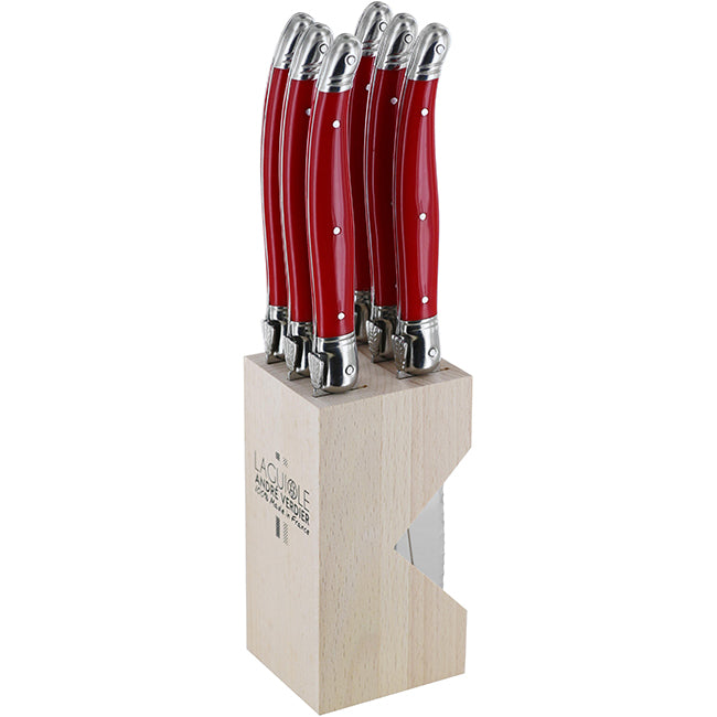 Laguiole by Andre Verdier Steak Knife Set With Wooden Stand, 6pc