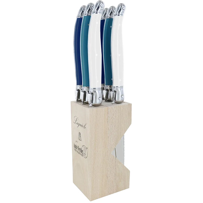 Laguiole by Andre Verdier Steak Knife Set With Wooden Stand, 6pc