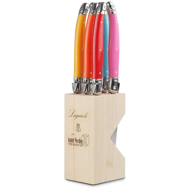 Laguiole by Andre Verdier Steak Knife Set With Wooden Stand, 6pc