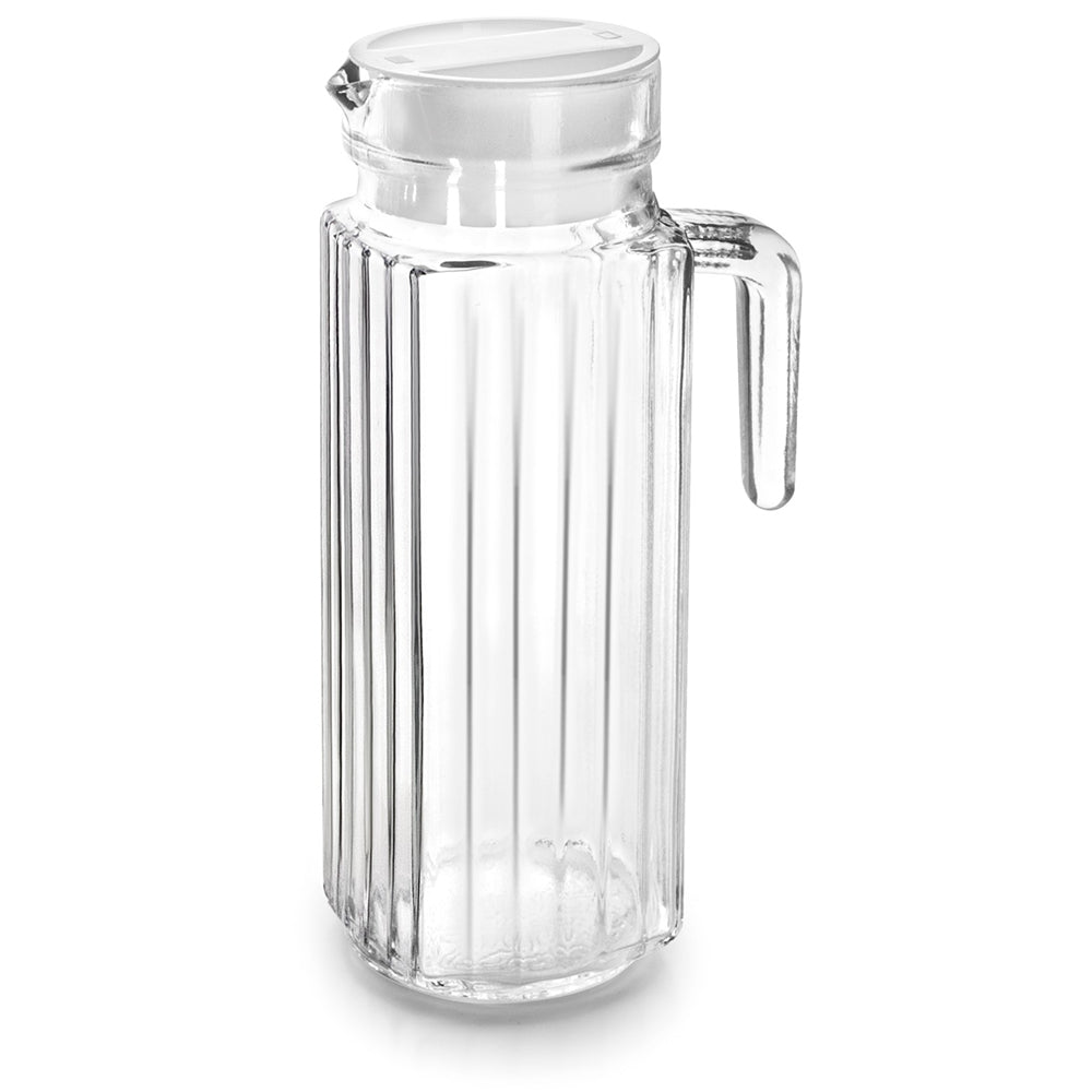 Ibili Glass Faceted Pitcher With Plastic Lid, 1.1L