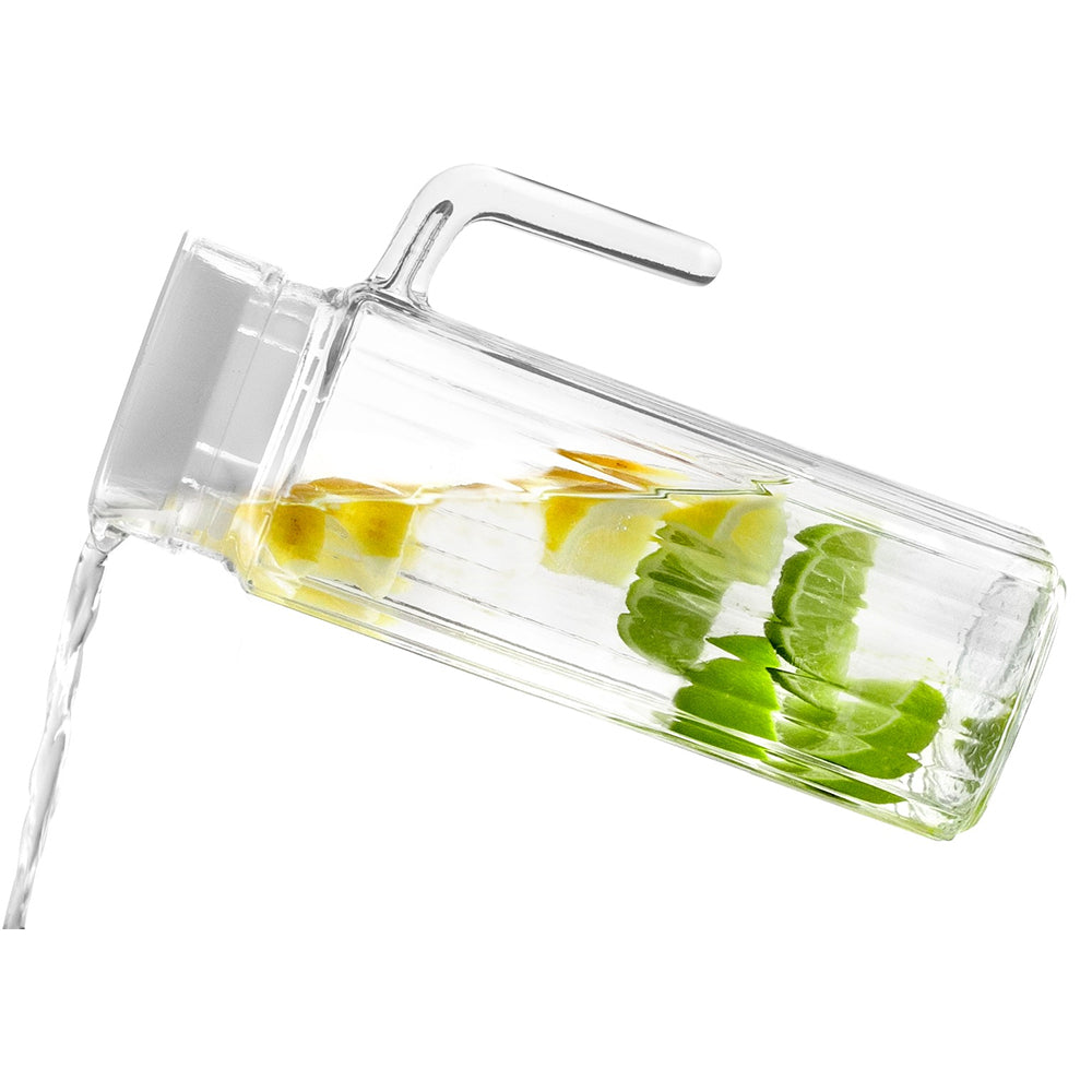 Ibili Glass Faceted Pitcher With Plastic Lid, 1.1L