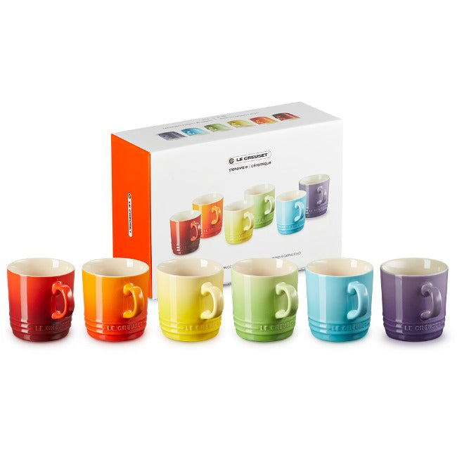 Le Creuset Rainbow Collection Cappuccino Mugs, Set Of 6