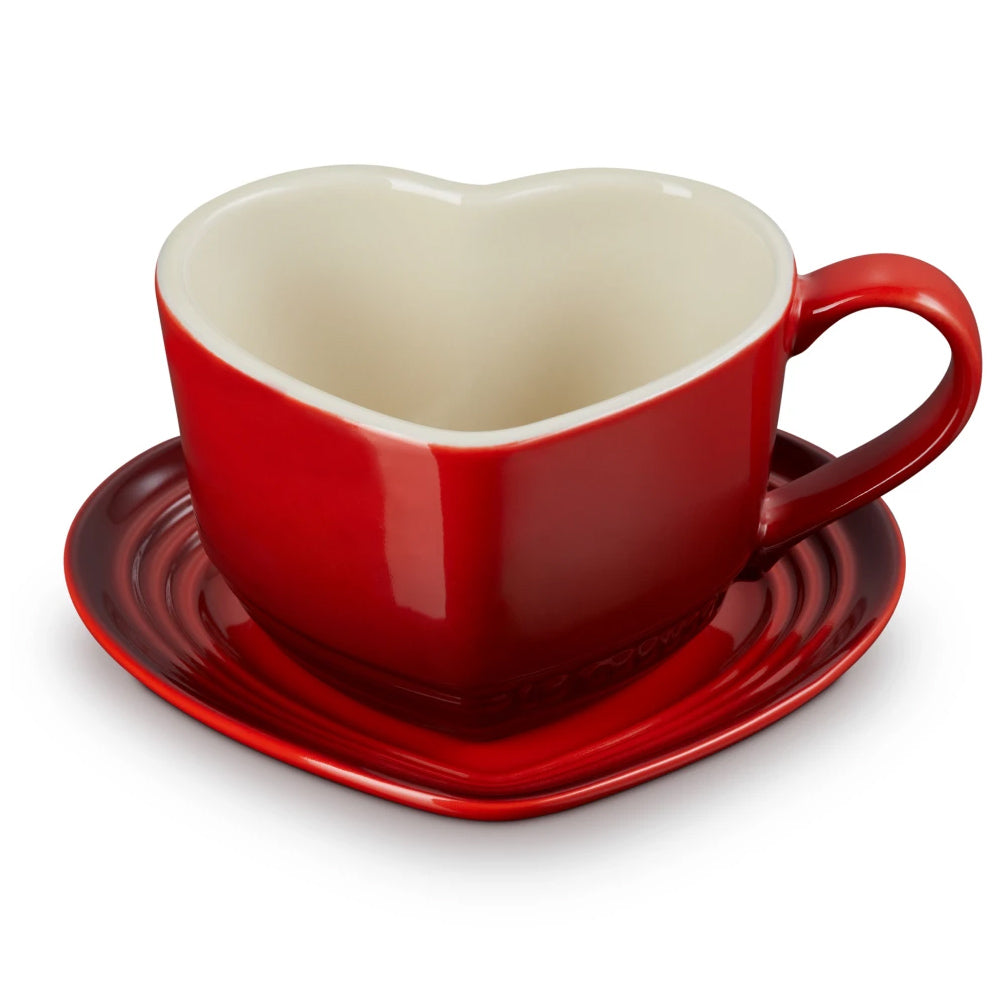 Le Creuset Heart Mug & Saucer, 220ml