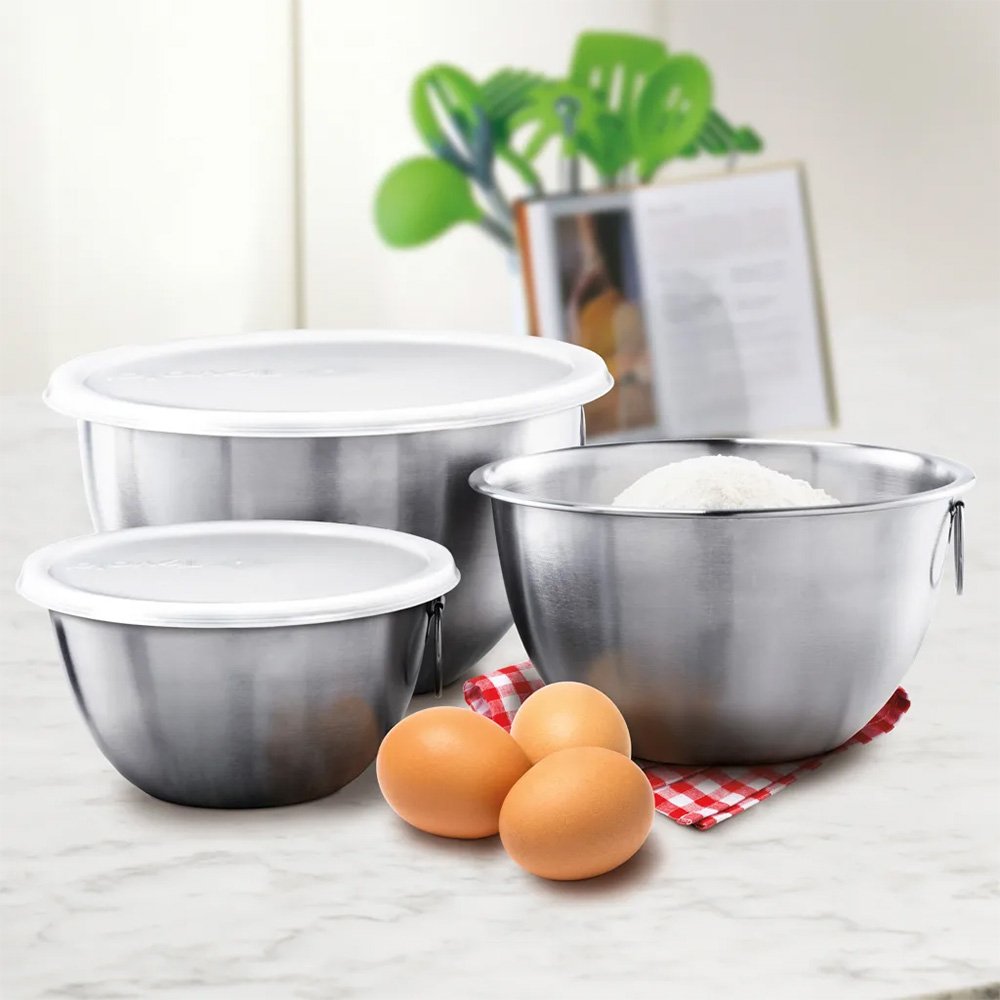 Tovolo Stainless Steel Mixing Bowls with Tight Seal Lids, Set of 3