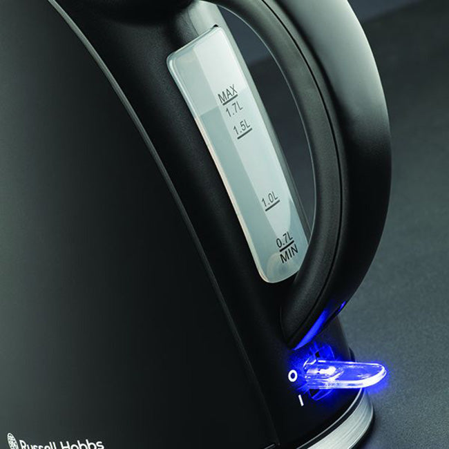 Russell Hobbs Matte Black Stainless Steel Cordless Kettle, 1.7L