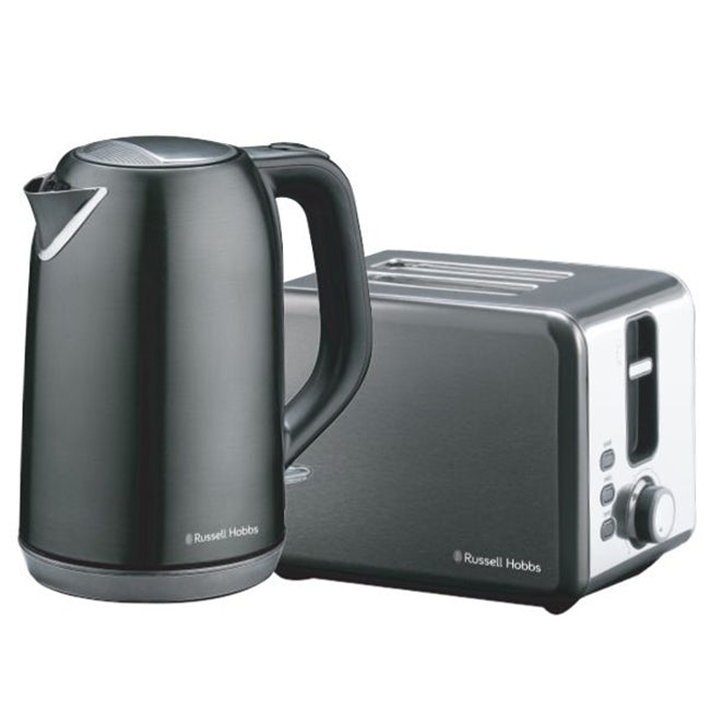 Russell Hobbs Dark Stainless Steel Kettle And Toaster Breakfast Pack
