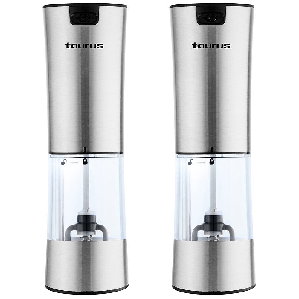 Taurus Stainless Steel Rechargeable Salt & Pepper Grinder Set