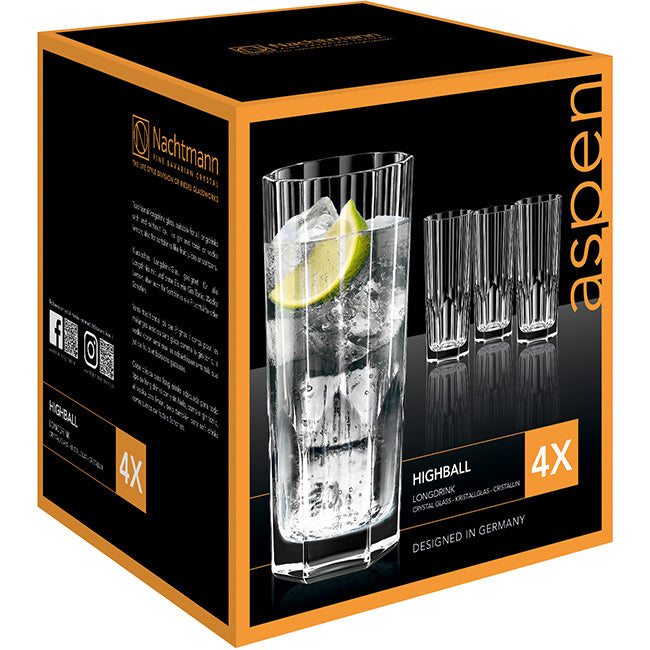 Nachtmann Aspen Lead-Free Crystal Longdrink Glasses, Set Of 4