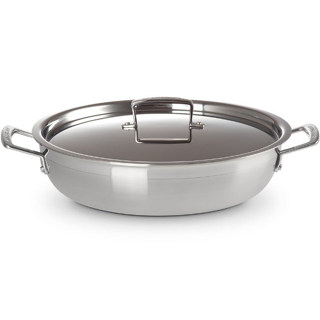 Le Creuset 3 Ply Stainless Steel 30cm Shallow Casserole With Lid, 4.8L