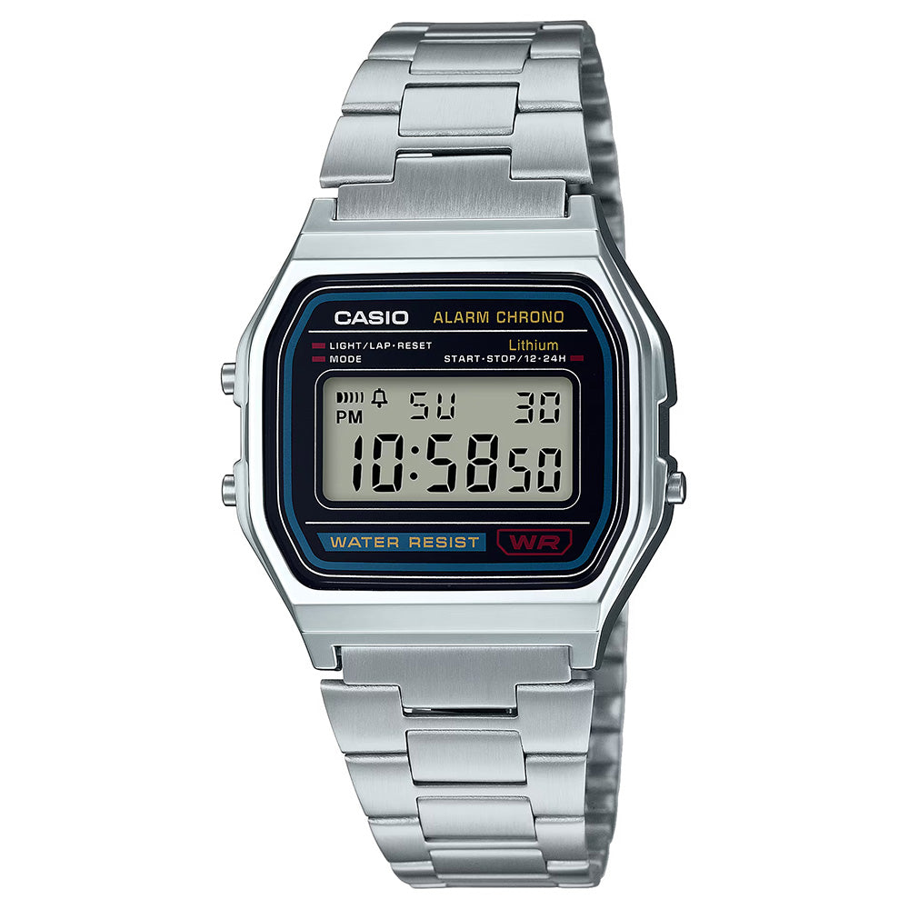 Casio Retro Unisex Silver Digital Wrist Watch, A158WA-1DF