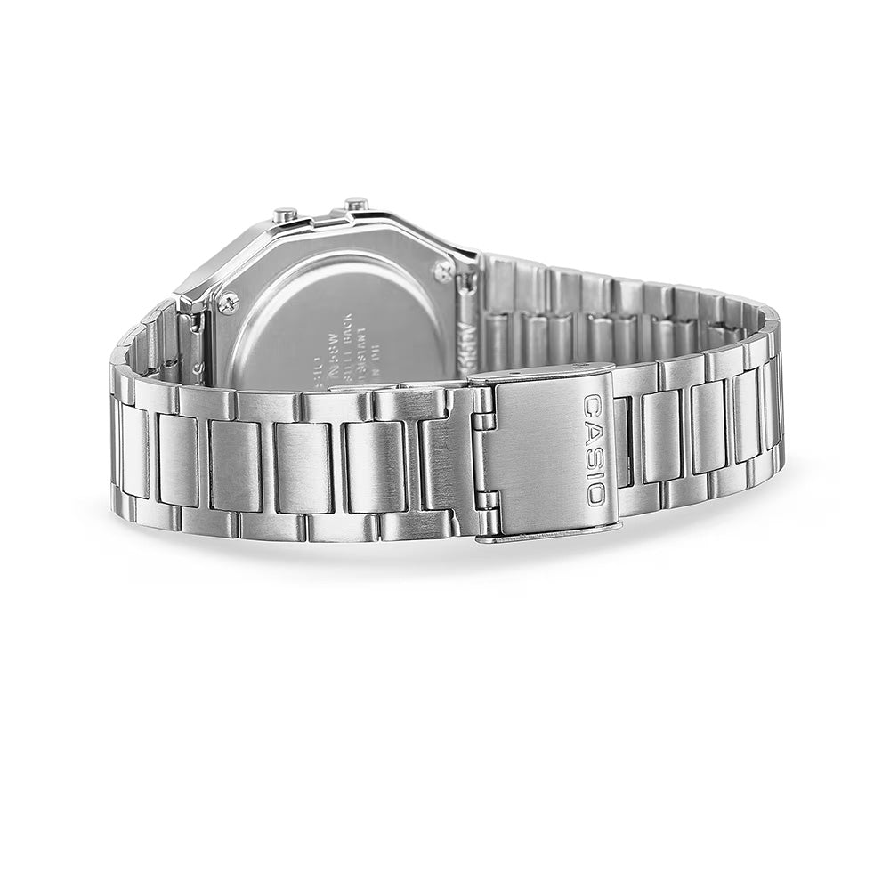 Casio Retro Unisex Silver Digital Wrist Watch, A158WA-1DF